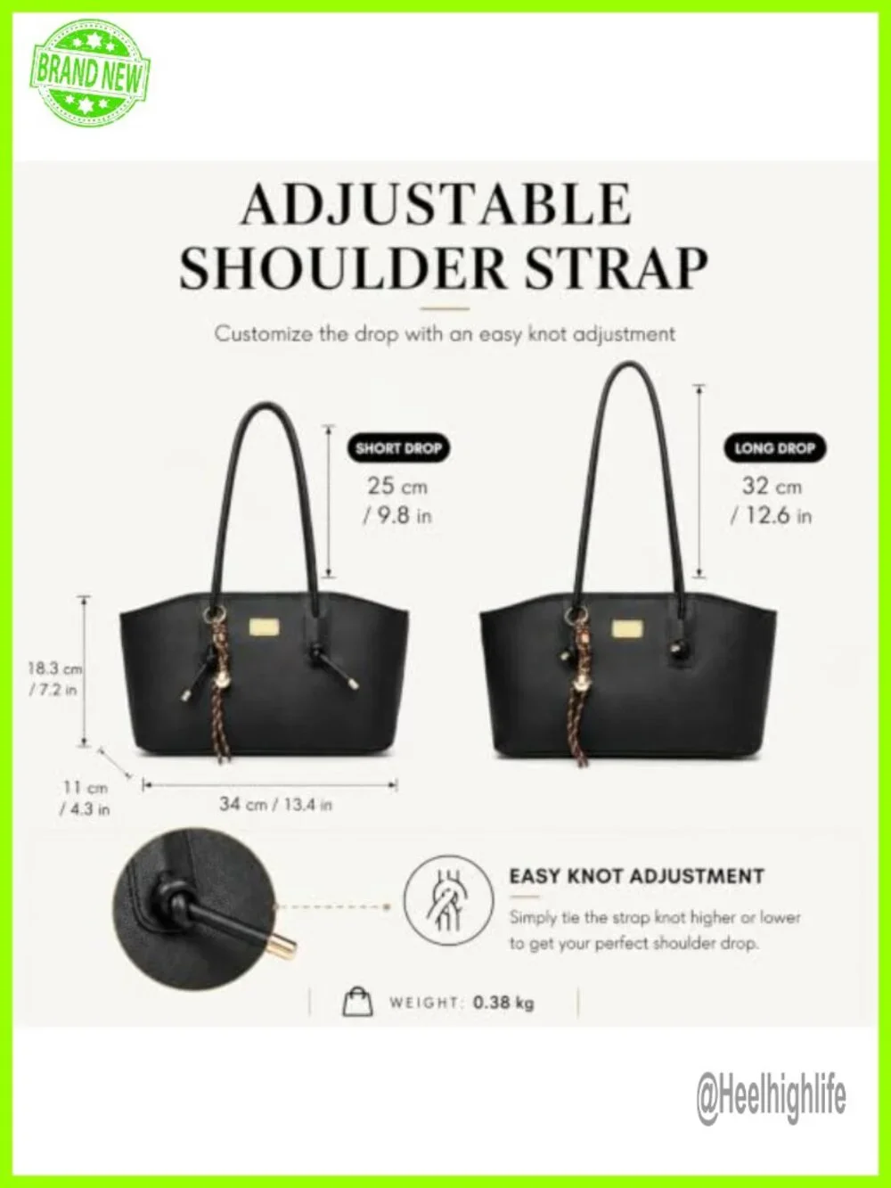 Vegan Leather Hobo Shoulder Bag with Adjustable Knotted Strap